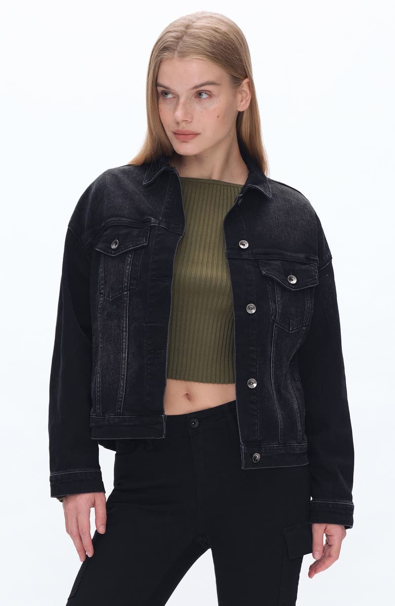 Bayeas Oversize Denim Jacket, Alternate, color, Black