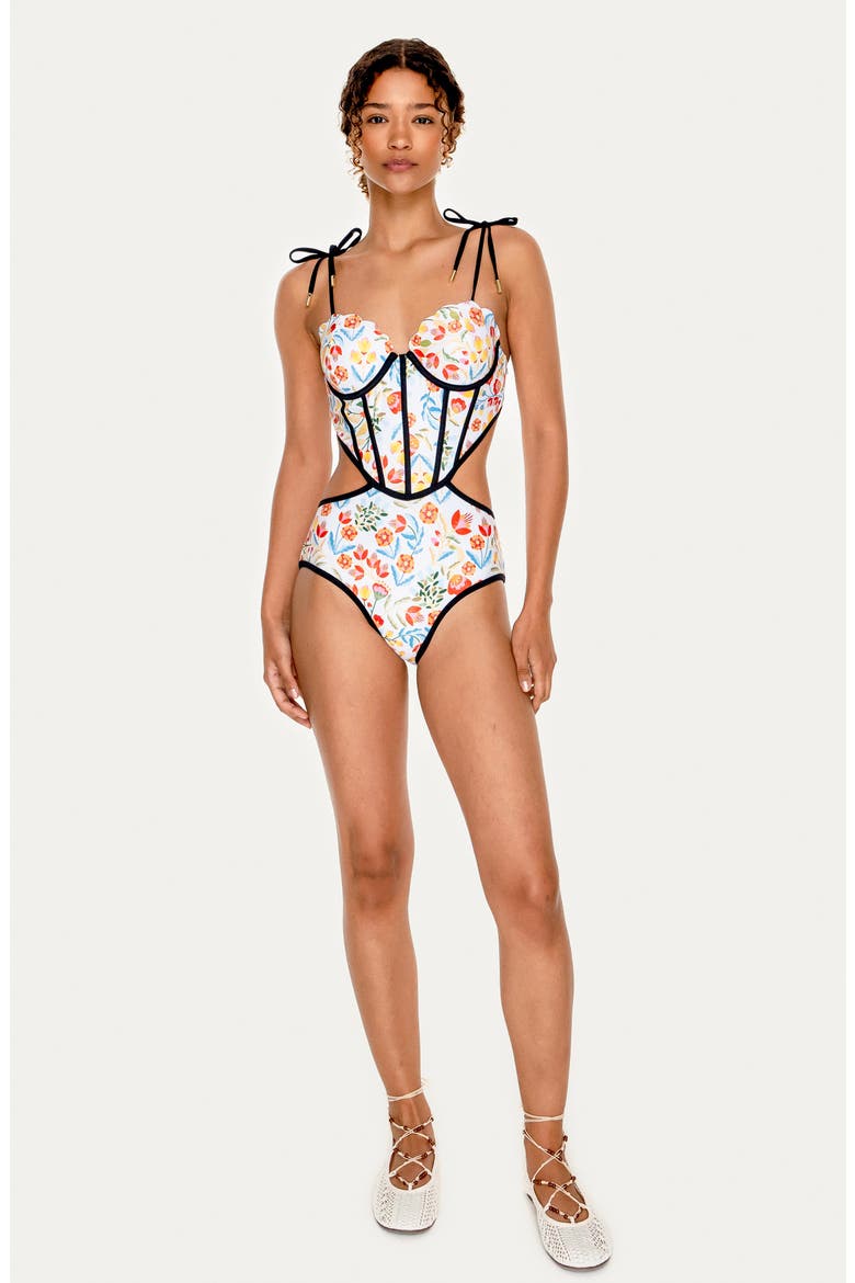 White Bloom One-Piece Swimsuit, Alternate, color, White