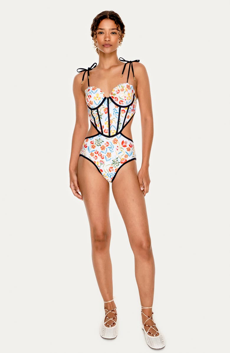 Jessie Zhao New York White Bloom One-Piece Swimsuit, Alternate, color, White