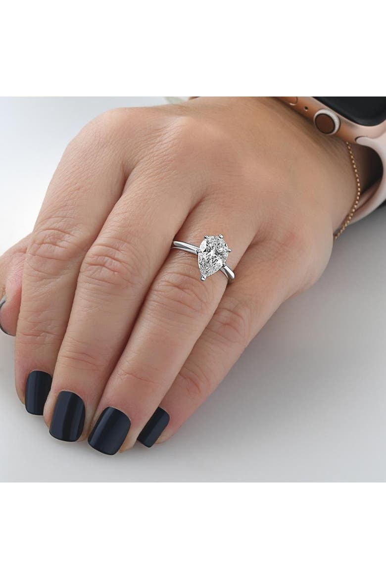 3CT Platinum Pear Shaped Diamond 6-Prong Solitaire Engagement Ring Lab Grown, Alternate, color, Platinum