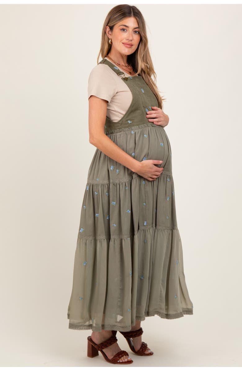 PinkBlush Embroidered Floral Skirtall, Alternate, color, Olive Green