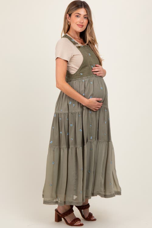 Pinkblush Embroidered Floral Skirtall In Green