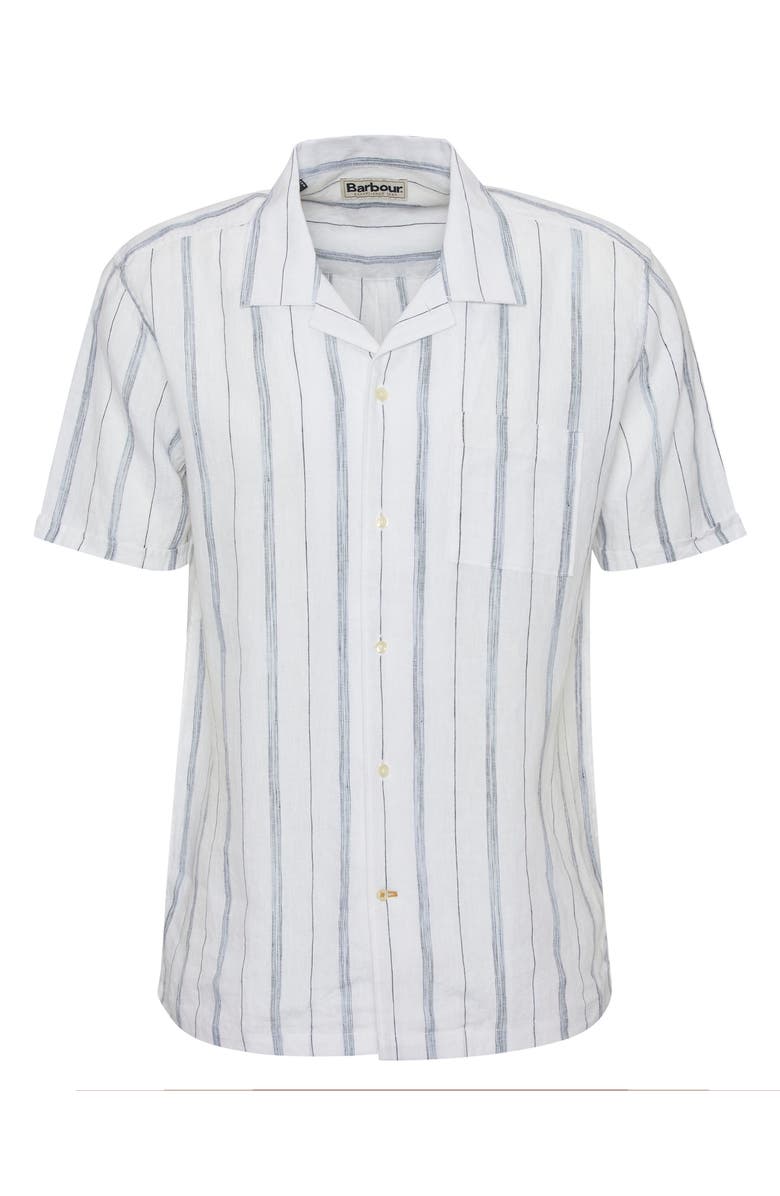 Barbour Garnock Stripe Cotton & Linen Camp Shirt, Alternate, color, White