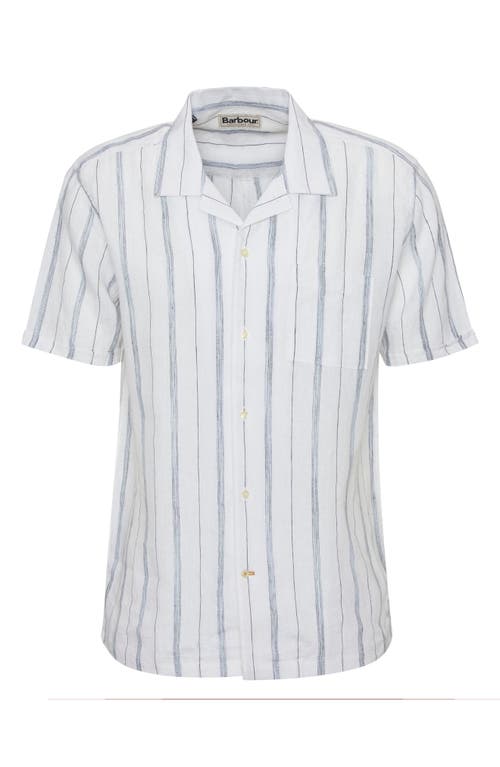 Shop Barbour Garnock Stripe Cotton & Linen Camp Shirt In White
