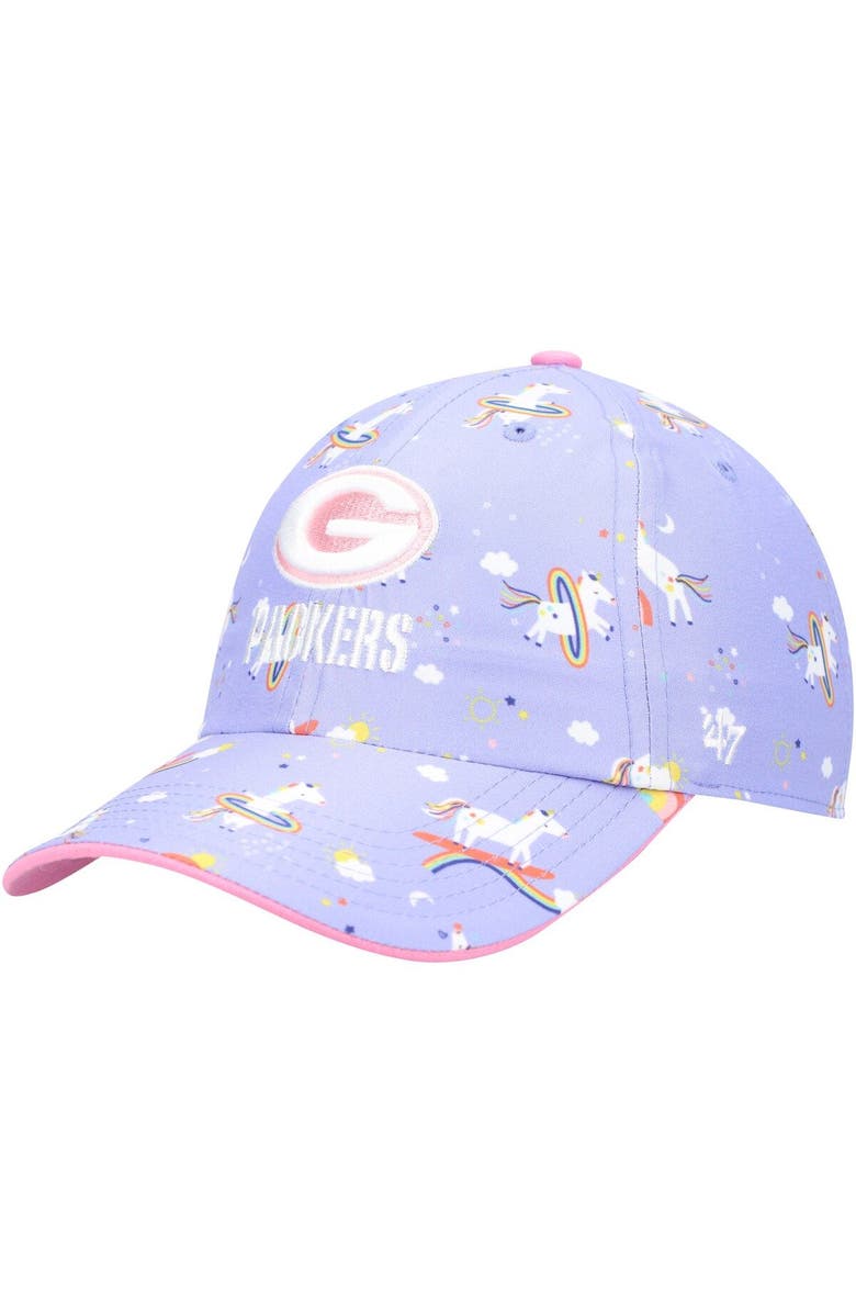 '47 Girls Preschool '47 Purple Green Bay Packers Unicorn Clean Up Adjustable Hat, Main, color, Purple