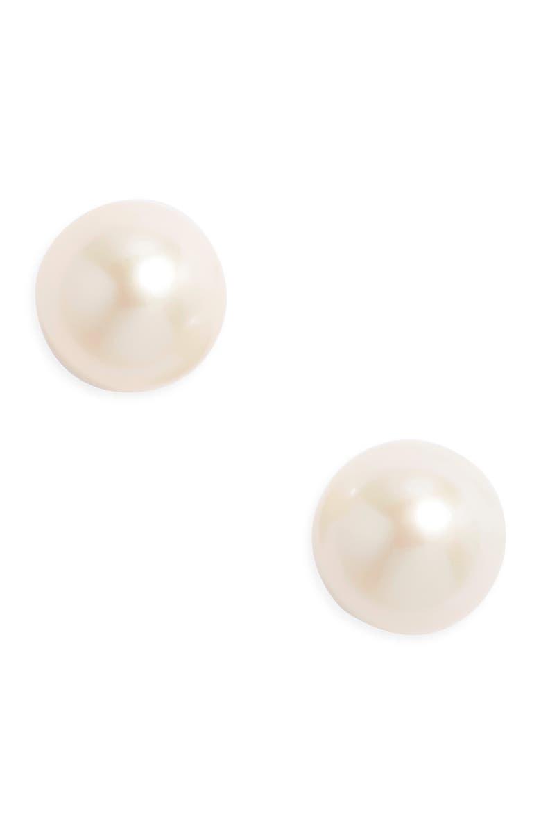 Nordstrom Freshwater Pearl Stud Earrings, Main, color, White- 14K White Gold