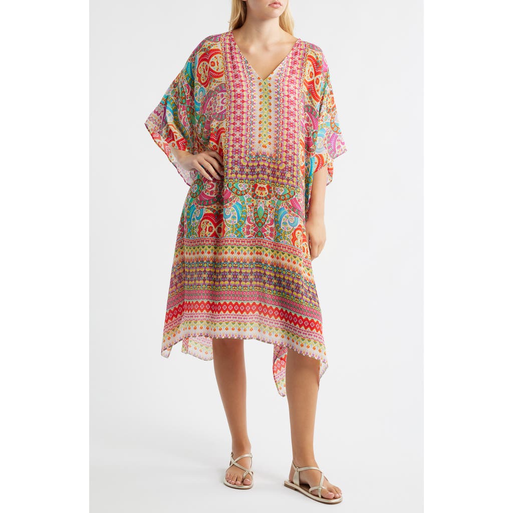 Apny Print Midi Caftan In Pink