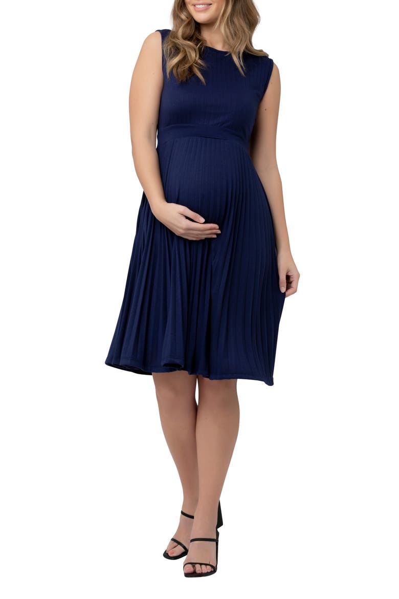 Knife Pleat Dress - Round Neck, Main, color, BLUEPRINT
