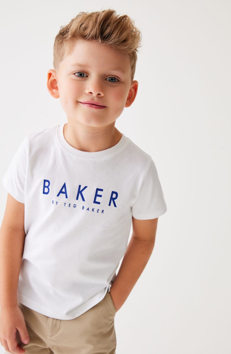 Baker by Ted Baker Kids' Graphic T-Shirt & Floral Short Sleeve Snap-Up Overshirt Set, Alternate, color,