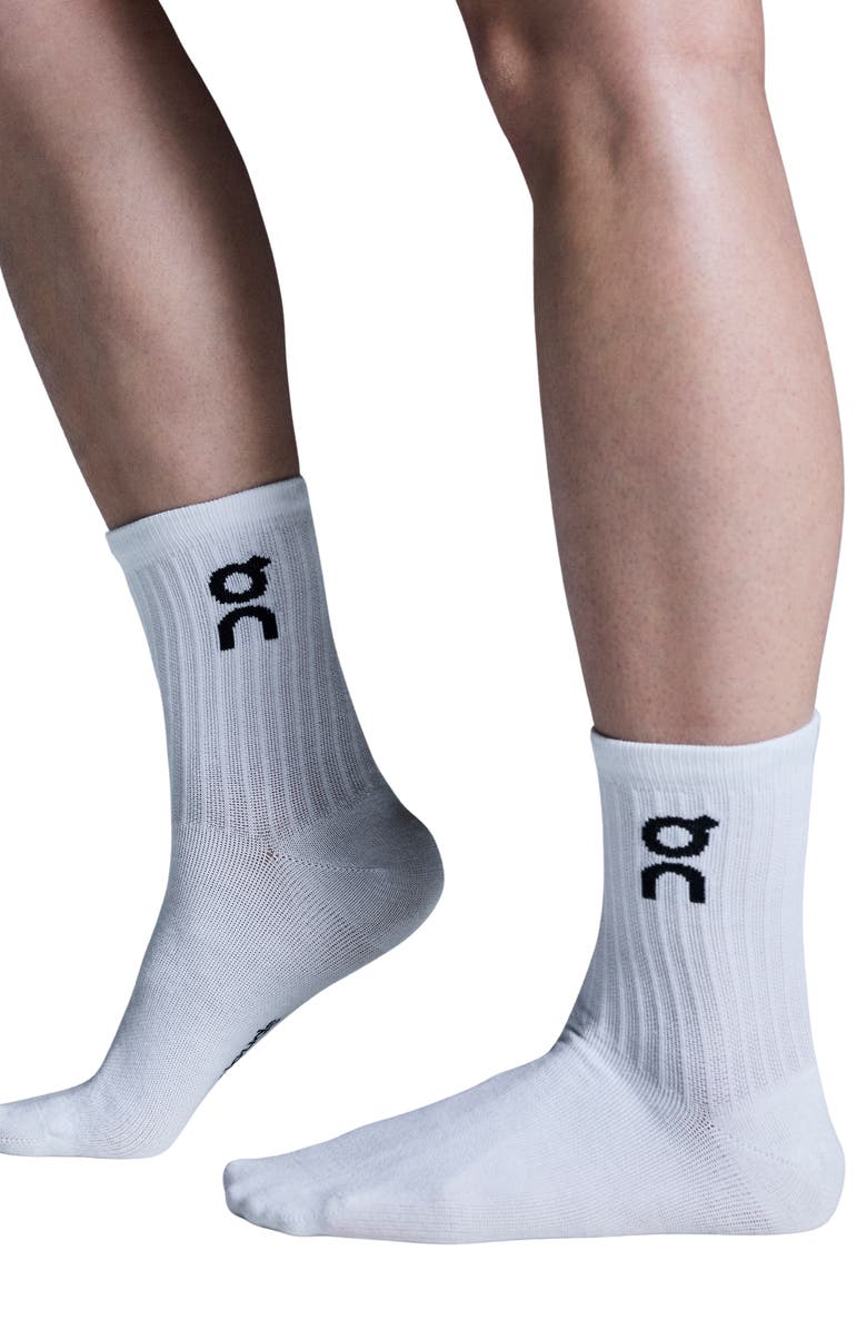 On 3-Pack Logo Crew Socks, Alternate, color, White