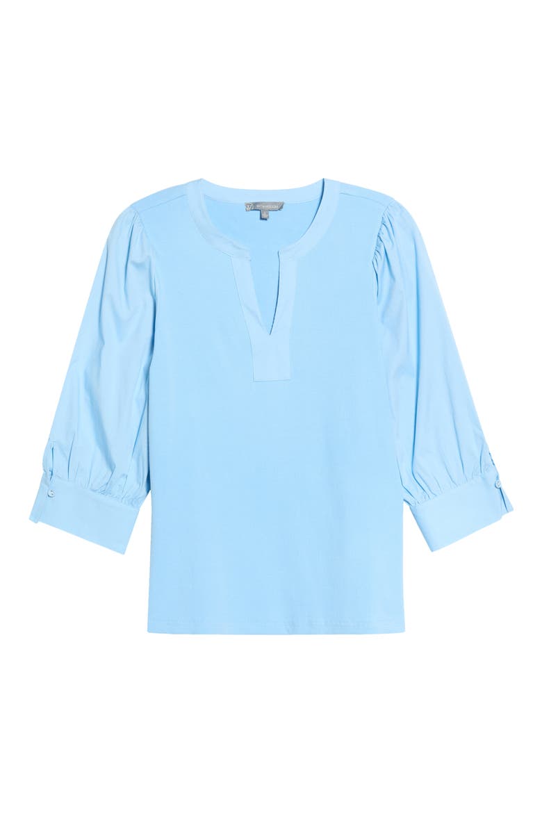 Mixed Media Puff Sleeve Top, Main, color, AIRY BLUE