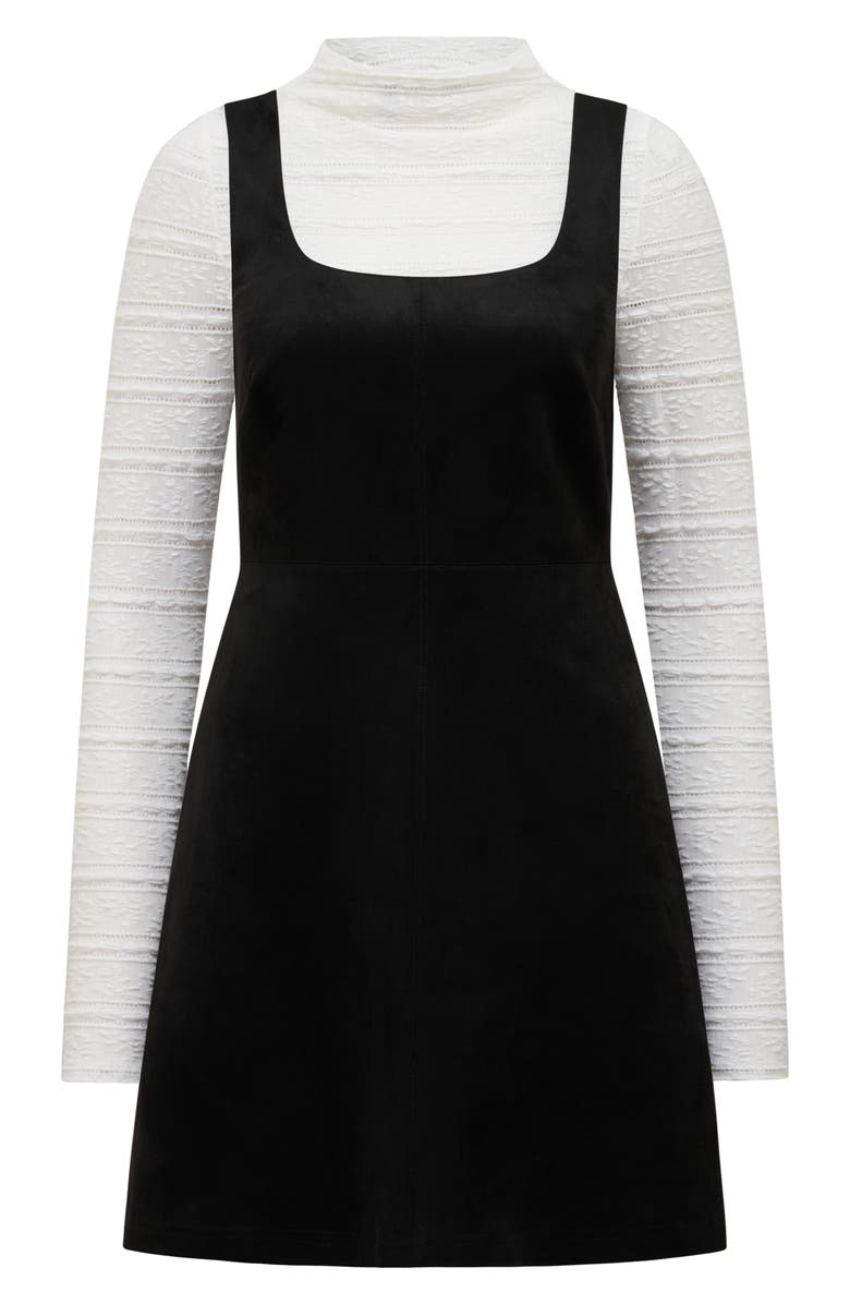 Ever New Gracie Funnel Neck Top & Faux Suede Minidress Set, Alternate, color, Black