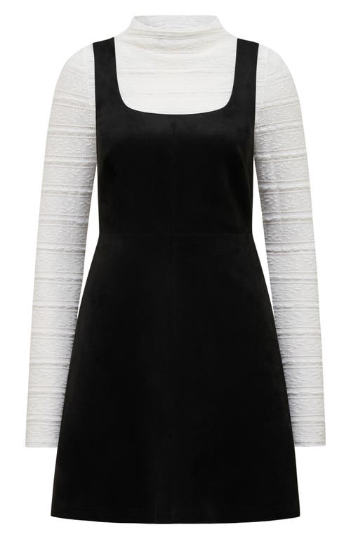 Ever New Gracie Funnel Neck Top & Faux Suede Minidress Set In Black