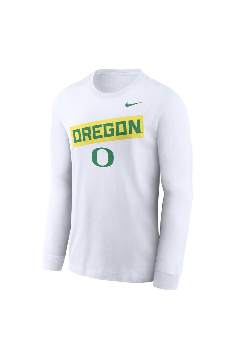 Nike Men's Nike White Oregon Ducks Two-Hit Classic Location Long Sleeve T-Shirt, Alternate, color, White