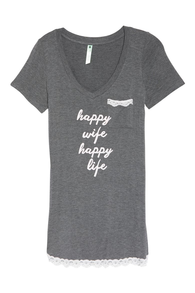 Intimates All American Sleep Shirt, Alternate, color, CHARCOAL HEATHER