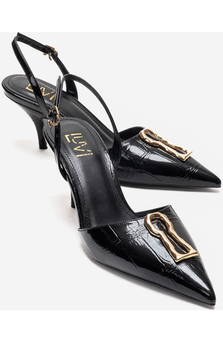 Prologue Shoes Yvella Buckle Pointed Toe Stiletto Pump, Main, color, Black Print