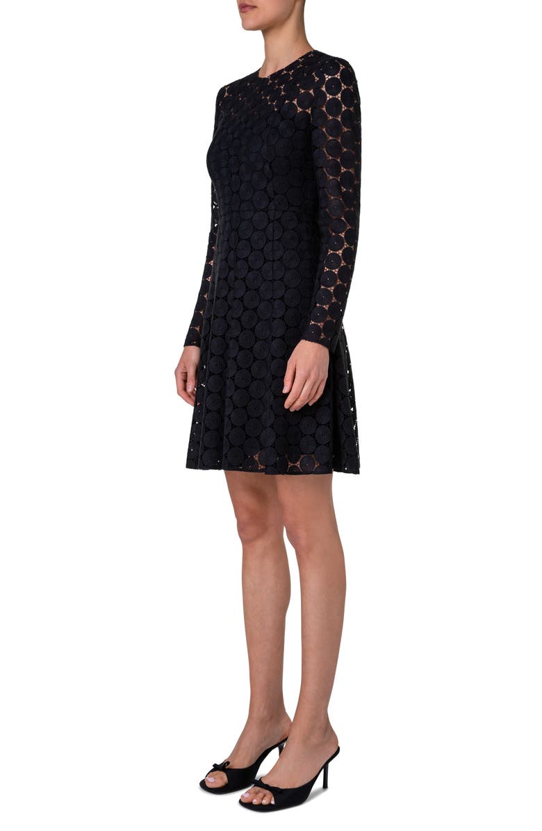 Akris punto Dot Guipure Lace Long Sleeve Fit & Flare Dress, Alternate, color,