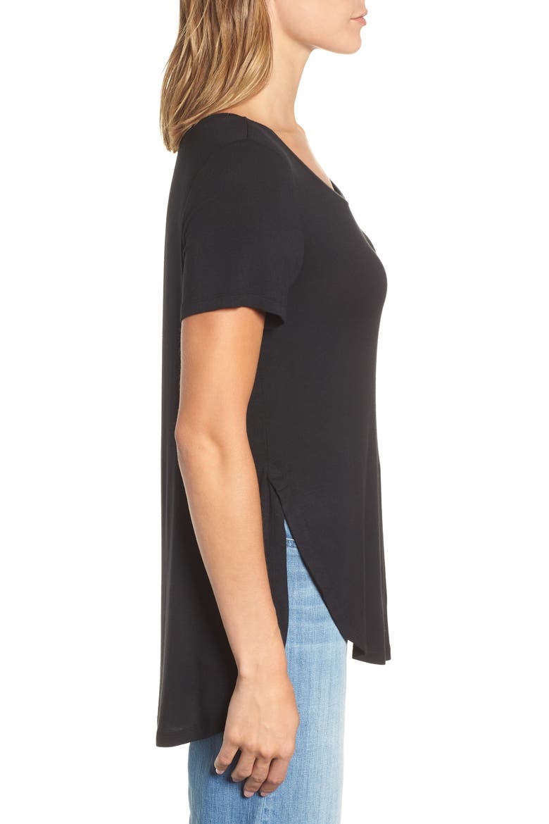 Short Sleeve Shirttail Tee, Alternate, color, BLACK