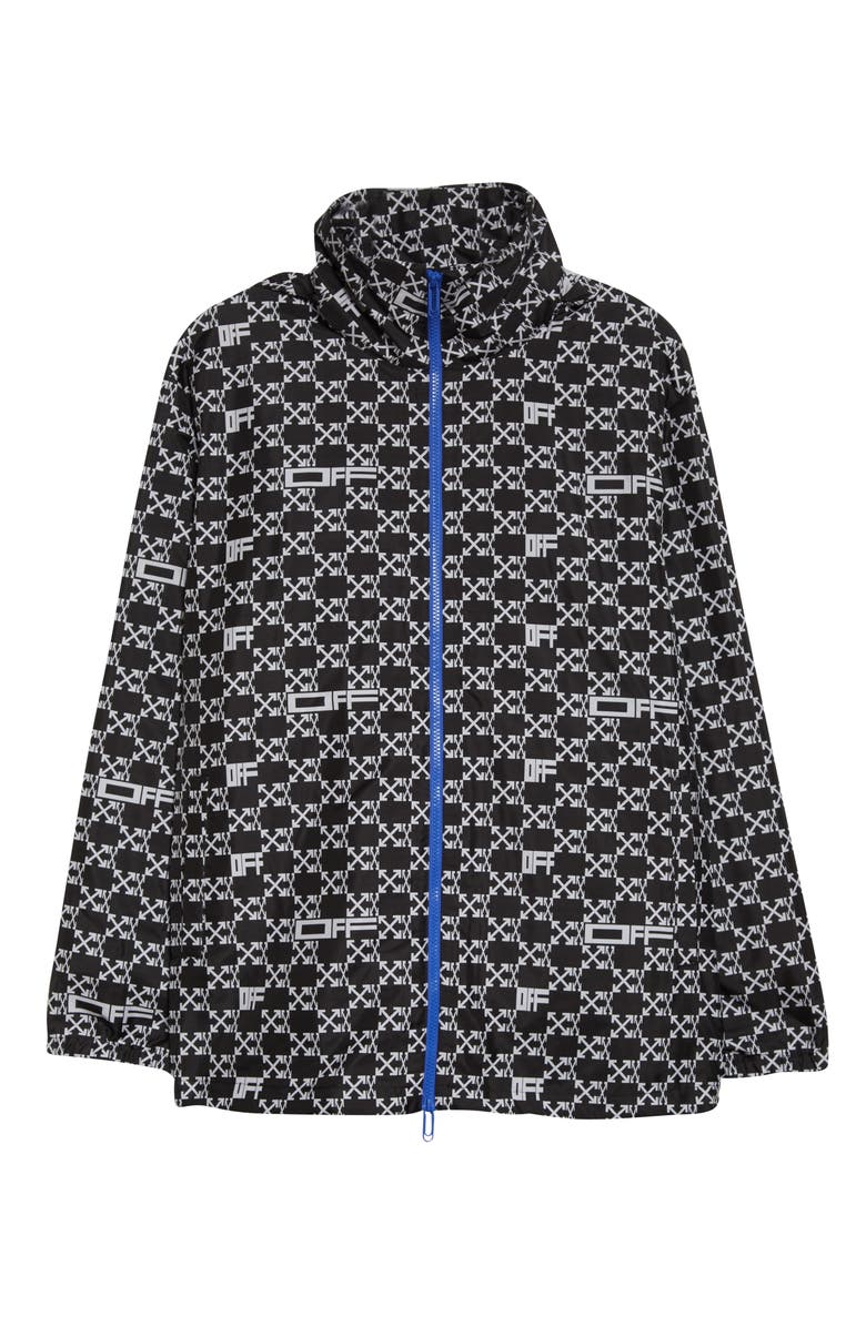 Off-White Monogram Print Hooded Windbreaker, Alternate, color, 