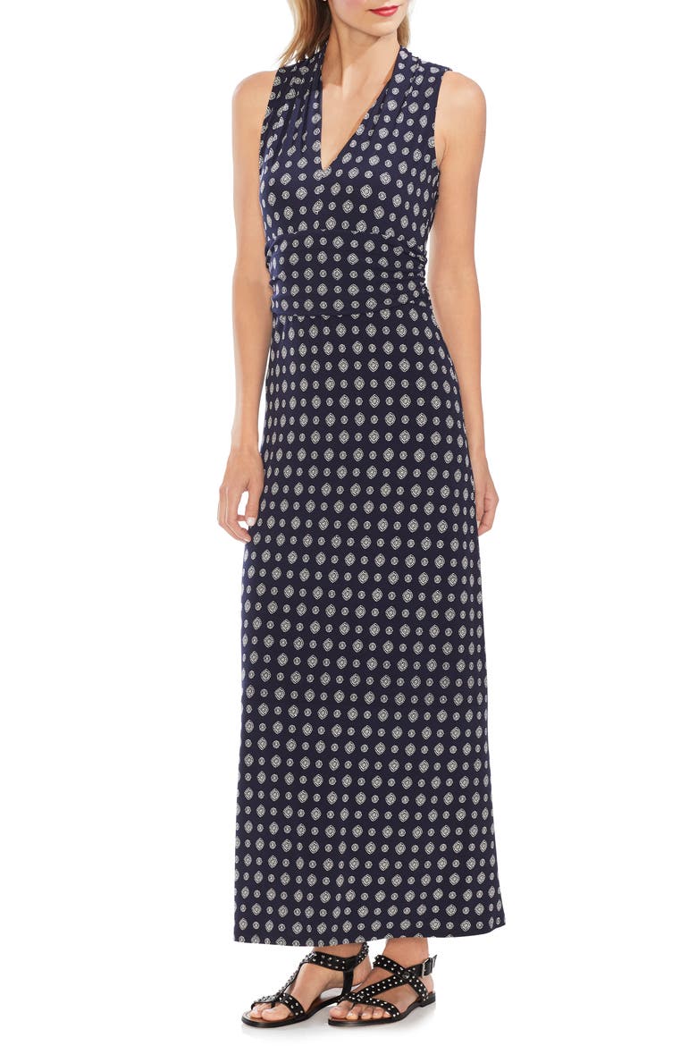 Textured Foulard Jersey Maxi Dress, Main, color, CLASSIC NAVY