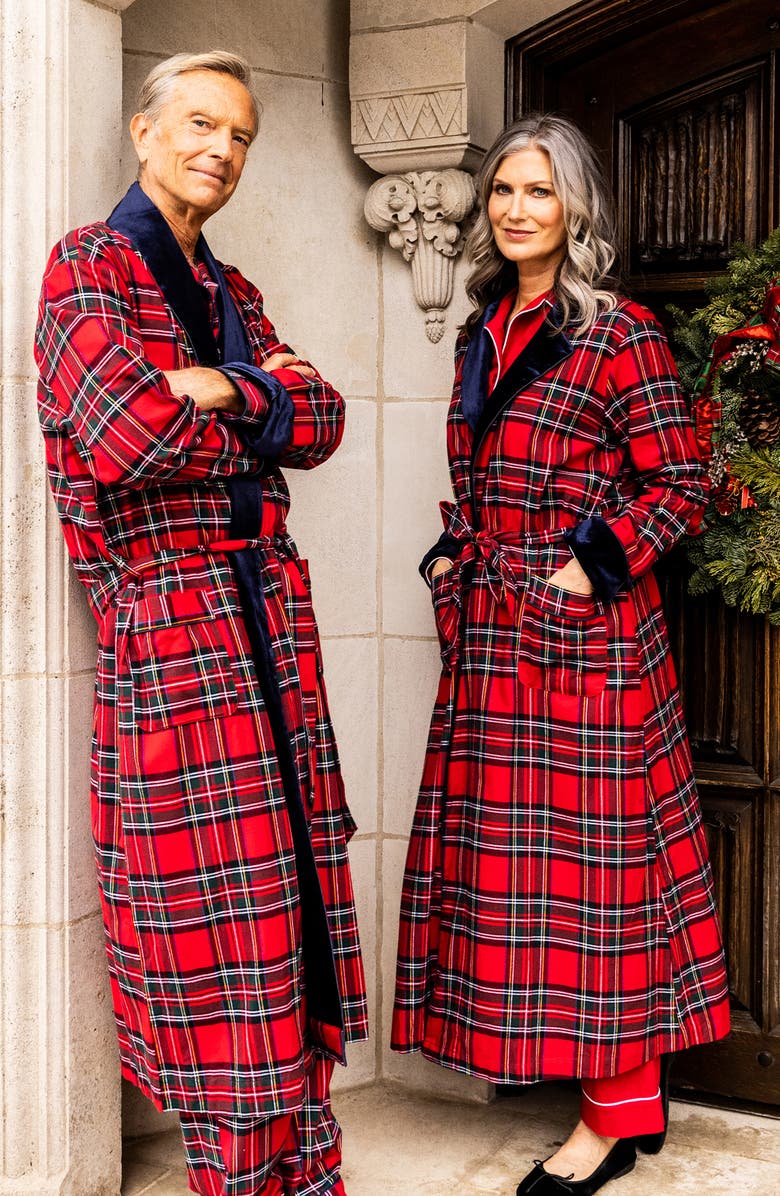 Petite Plume Imperial Tartan Robe, Alternate, color, Red