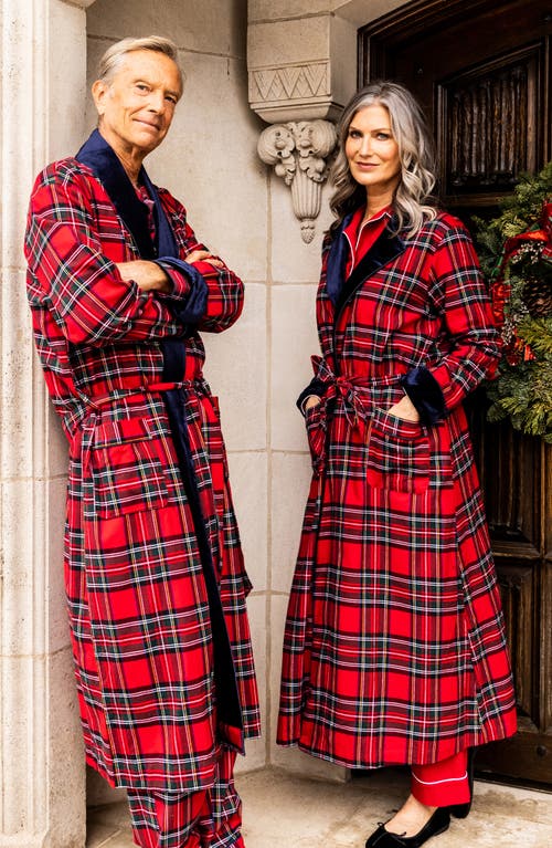 Petite Plume Imperial Tartan Robe In Red
