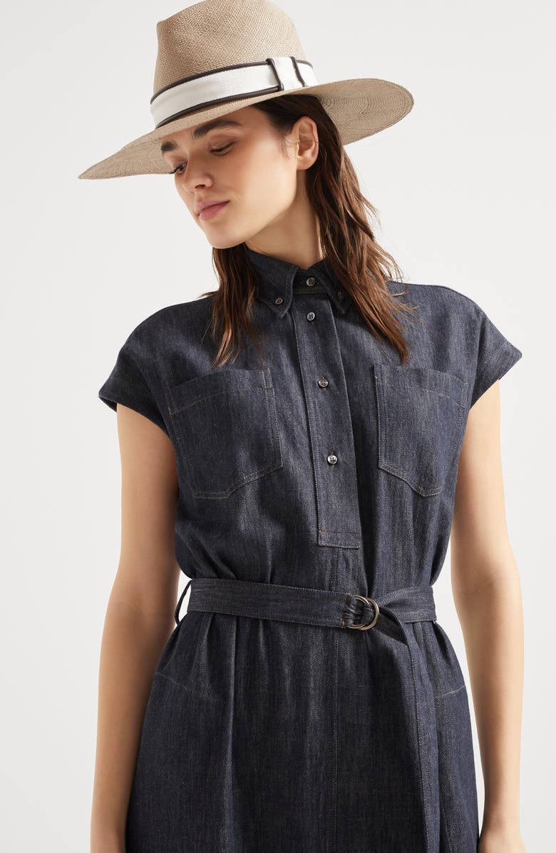 Brunello Cucinelli Twill chemisier dress with monili, Alternate, color,