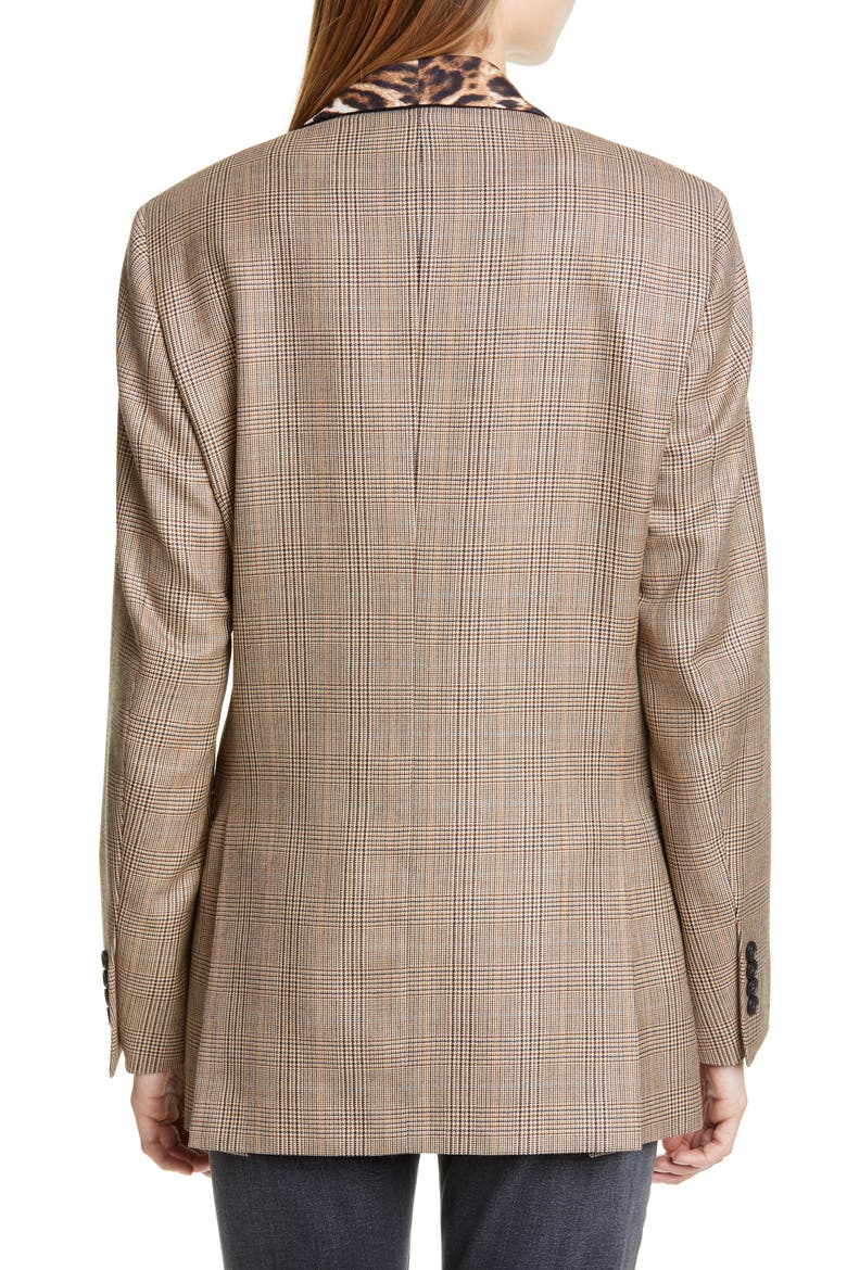 Mixed Print Shawl Collar Jacket, Alternate, color, BROWN GLENPLAID W/ LEOPARD