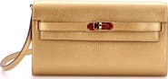 Pre-Owned Hermes Kelly To Go Wallet Metallic Chevre Chamkilight