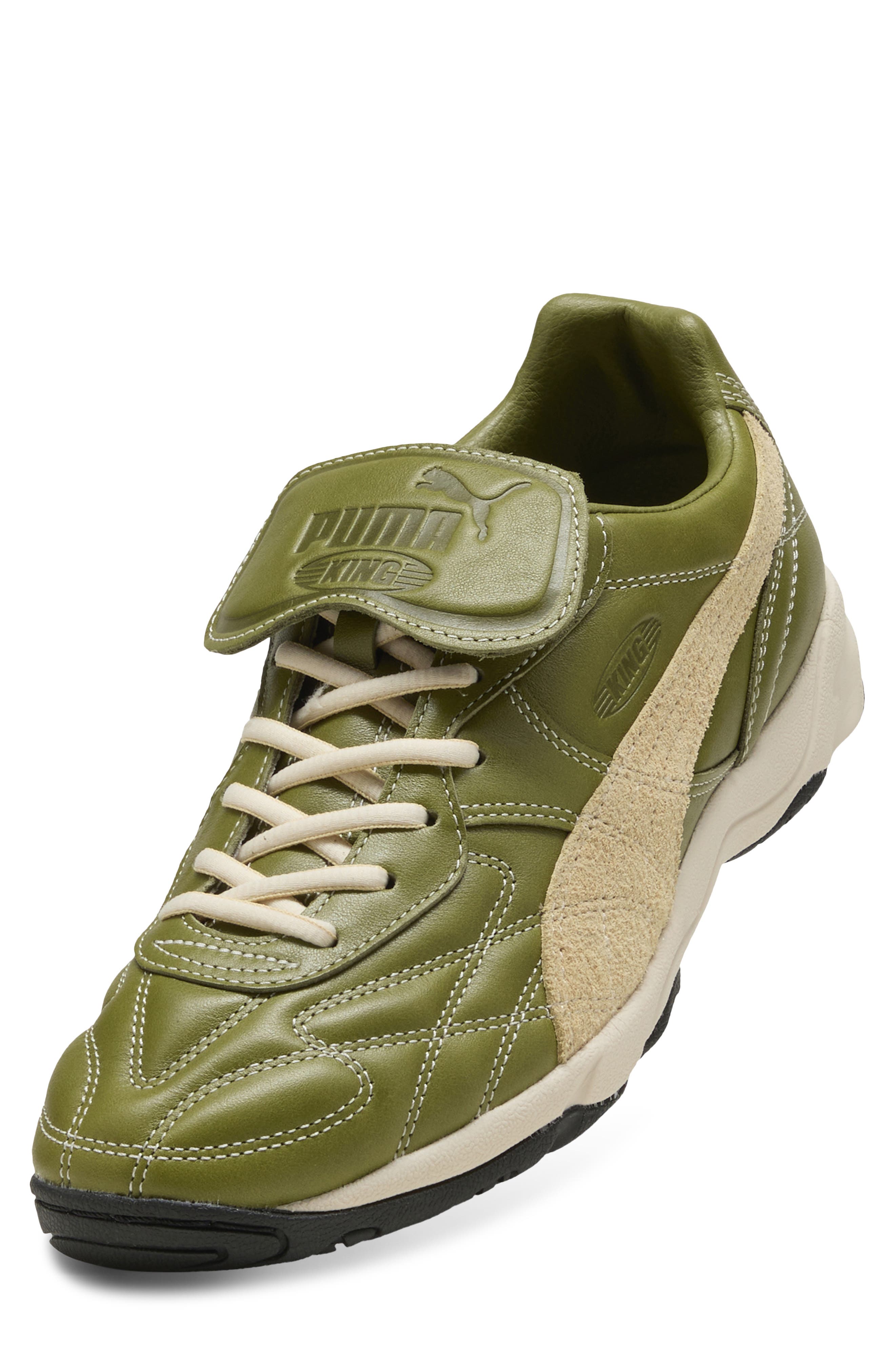 PUMA King Indoor Mix Soccer Sneaker, Alternate, color, Olive Green/ Light Straw