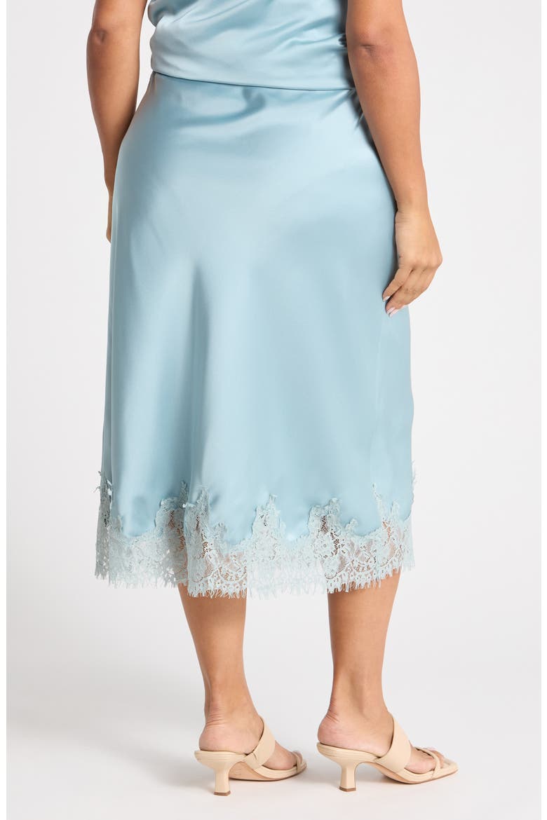 Lace Hem Satin Midi Skirt, Alternate, color, DUSTY BLUE