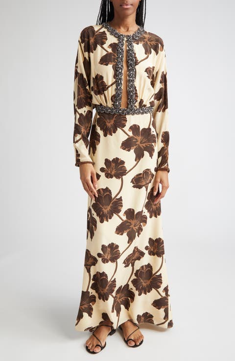 Adoracion Continua Long Sleeve Silk Tunic Dress