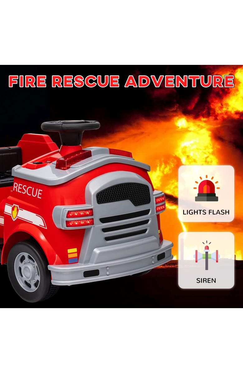 Qaba 12V Kids Ride on Fire Truck w/ Siren, Flashing Lights, Alternate, color, Red