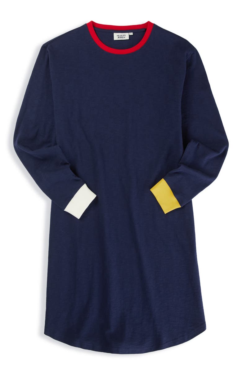 Sleepy Jones Twyla T-Shirt Dress, Alternate, color, Navy Colorblock
