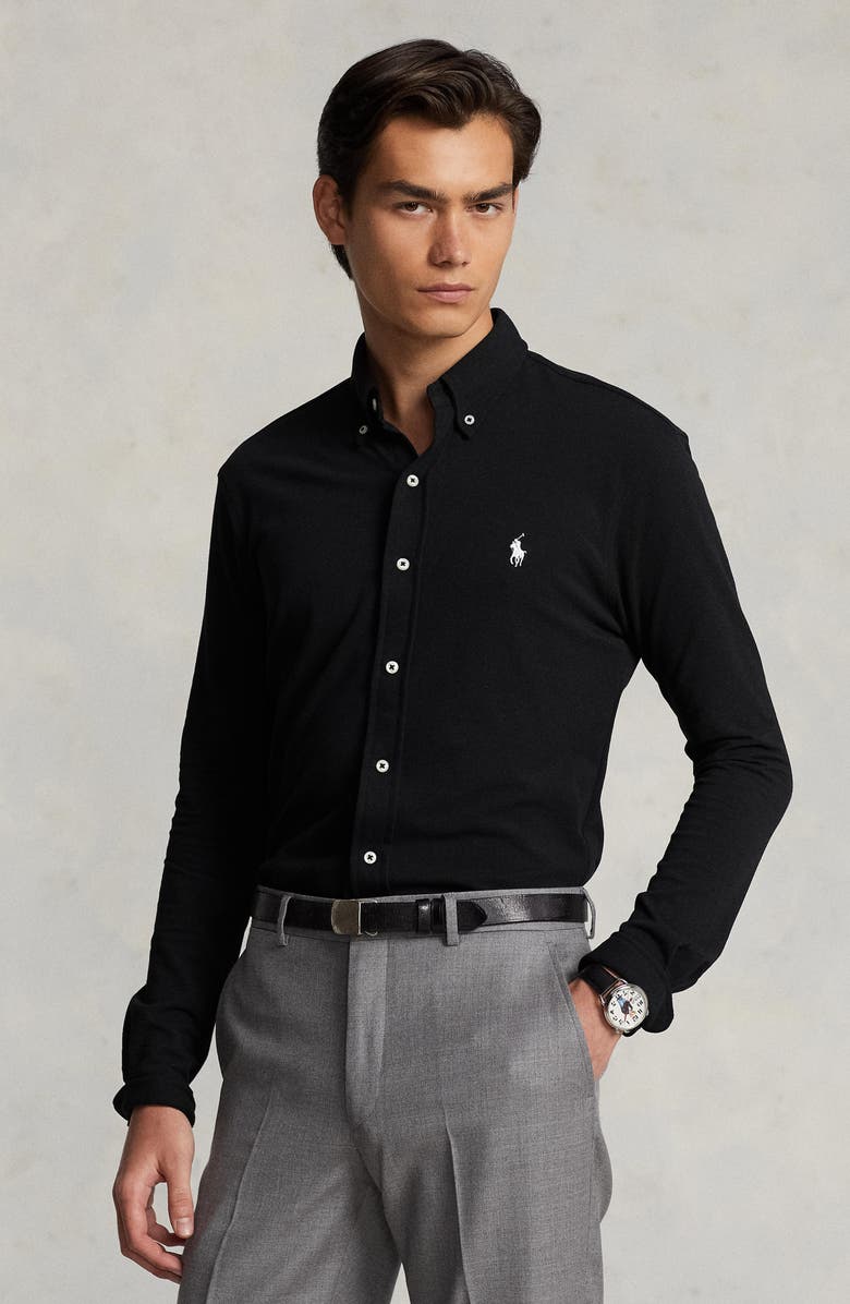 Polo Ralph Lauren Featherweight Stretch Cotton Mesh Button-Up Shirt, Alternate, color,