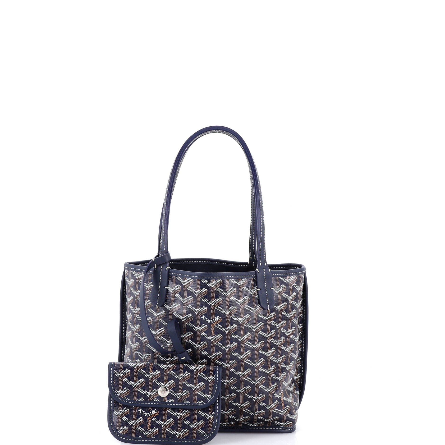 Pre-Owned Goyard Anjou Reversible Tote Coated Canvas Mini, Alternate, color, Blue
