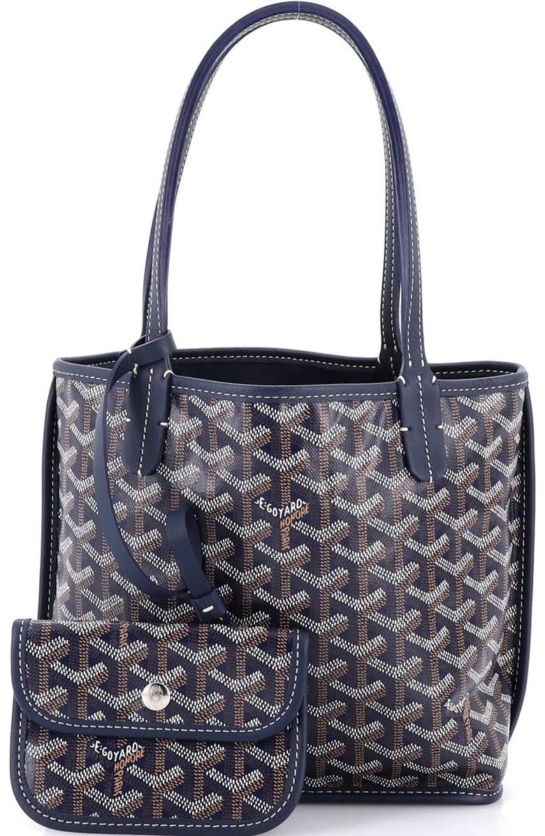 Pre-Owned Goyard Anjou Reversible Tote Coated Canvas Mini, Alternate, color, Blue