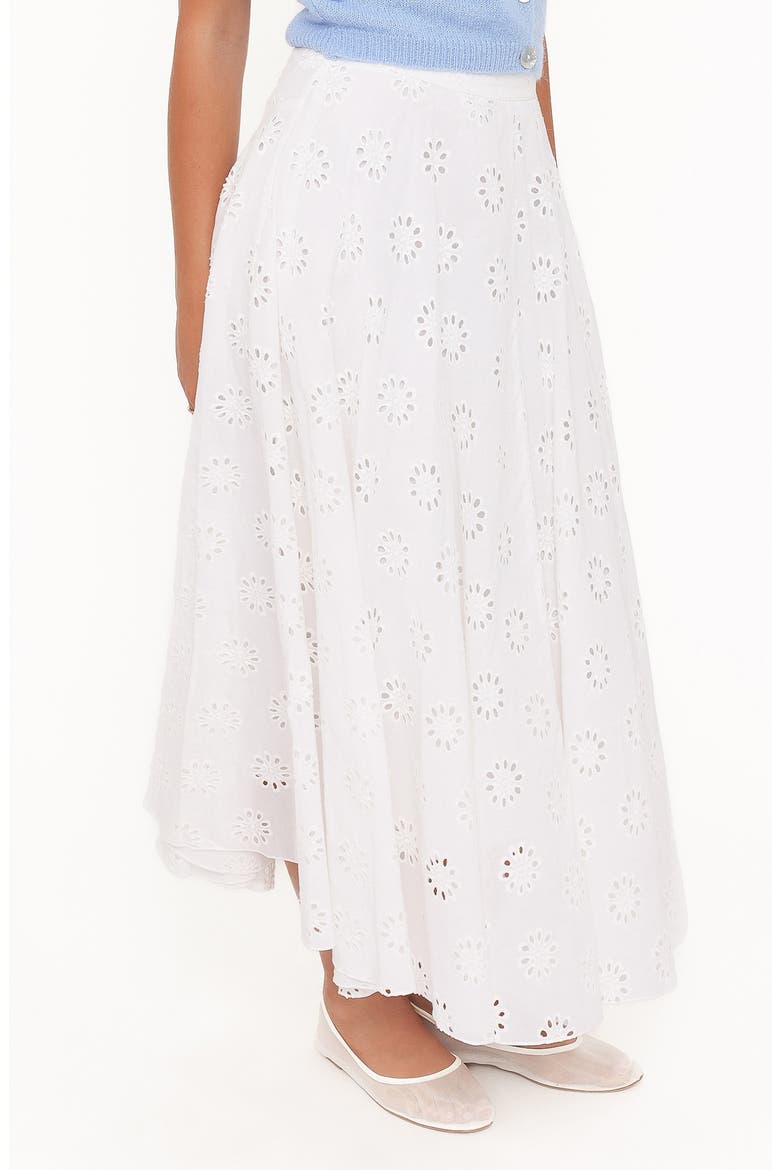 Varia Eyelet Cotton Maxi Skirt, Alternate, color, WHITE