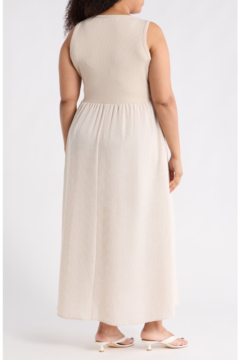 Mixed Media Midi Dress, Alternate, color, TAUPE
