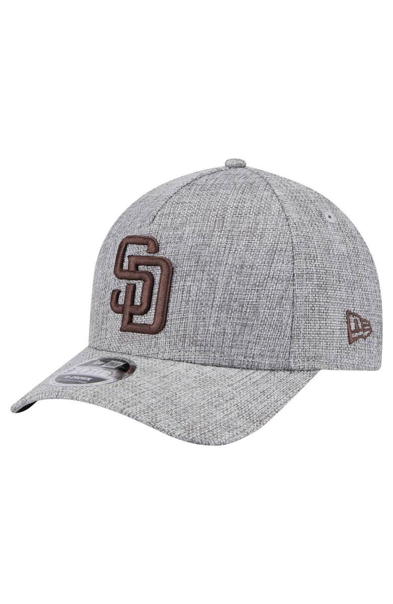 New Era Men's New Era Gray San Diego Padres Cotton Weave M-Crown A-Frame 9FORTY Adjustable Hat, Main, color, 