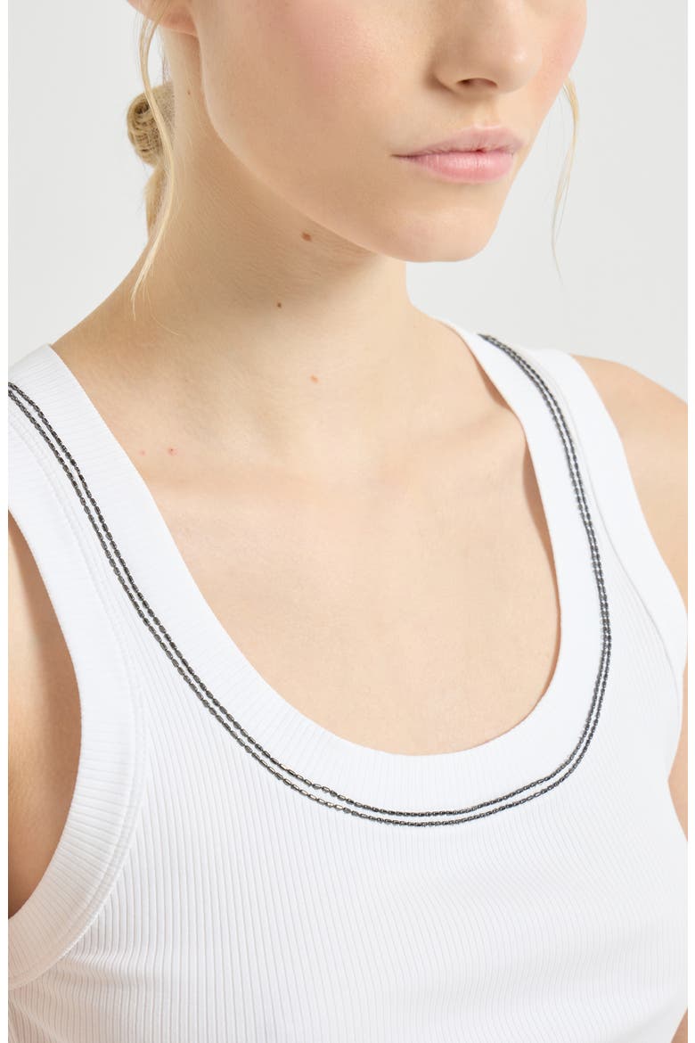 Ribbed jersey top, Alternate, color, White
