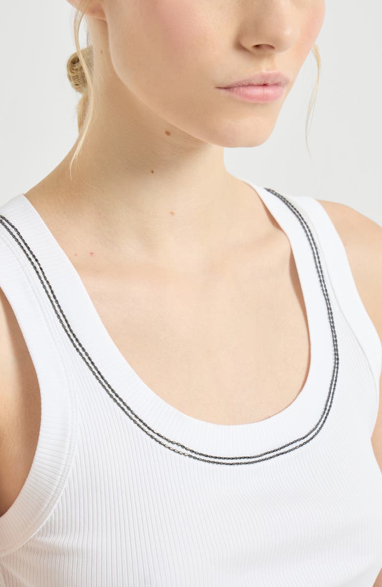 Brunello Cucinelli Ribbed jersey top, Alternate, color, White