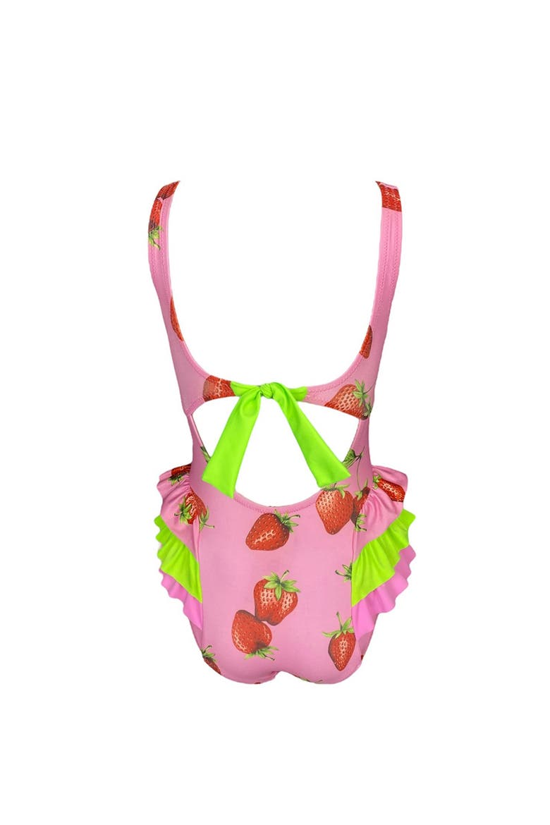 Kids' Strawberry Print Ruffle One-Piece Swimsuit, Alternate, color, Pink