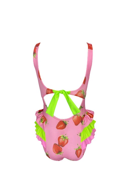 Nessi Byrd Kids' Strawberry Print Ruffle One-piece Swimsuit