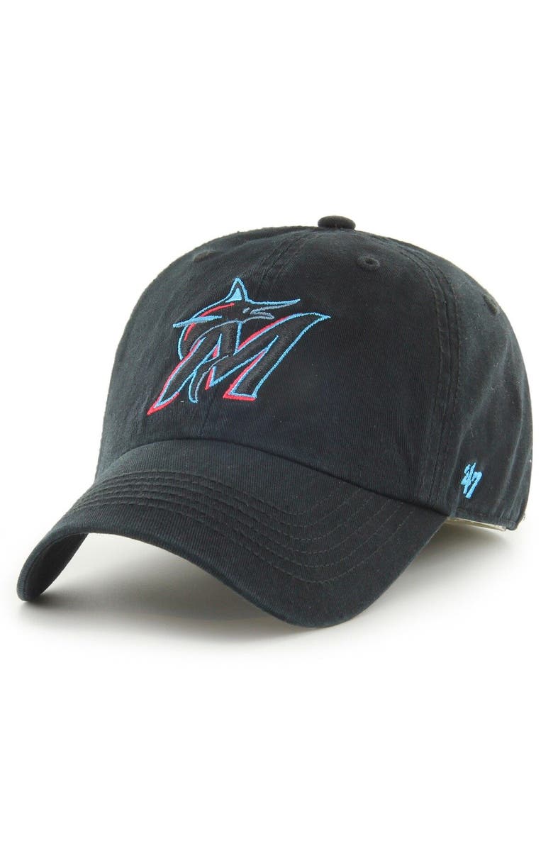 '47 Men's '47 Black Miami Marlins Franchise Logo Fitted Hat, Main, color, Black