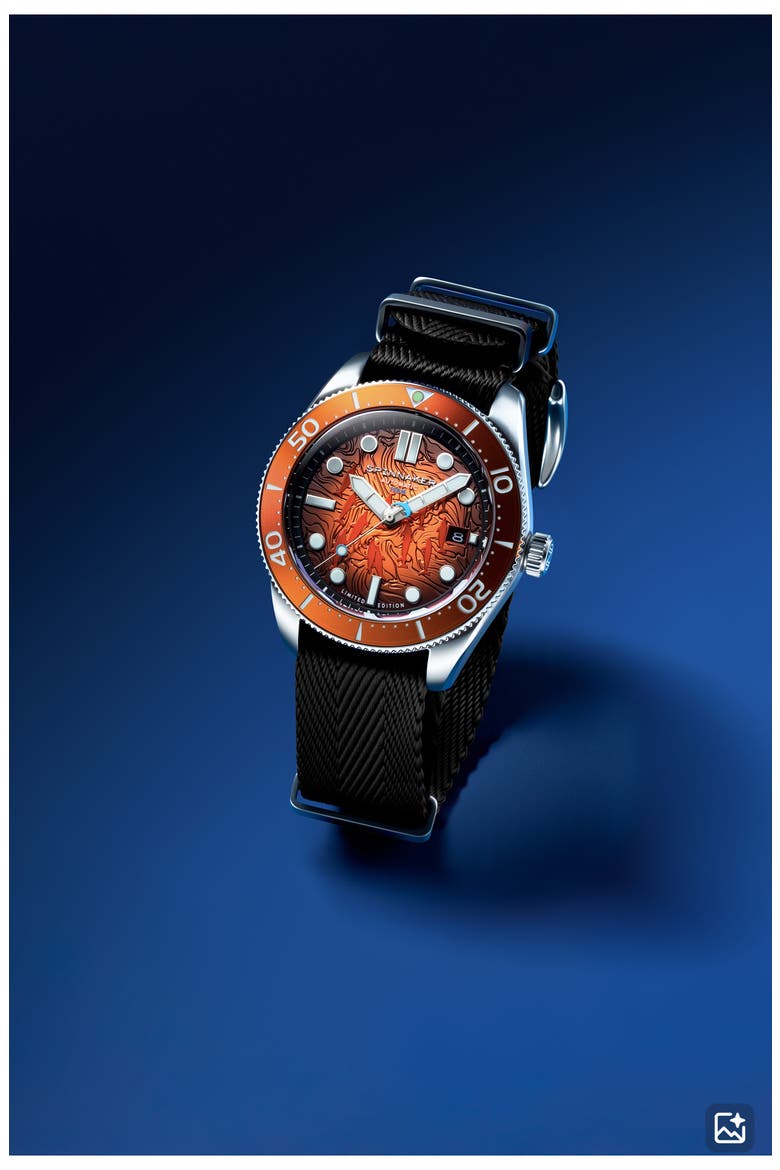 x Dolphin Project Croft Midsize Automatic Sunrise Splash Watch Set, 40mm, Alternate, color, ORANGE