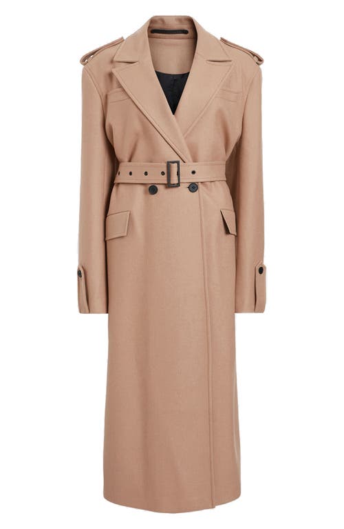 Allsaints Womens Camel Brown Sellema Notched-lapel Wool Blend Coat In Camel Brown