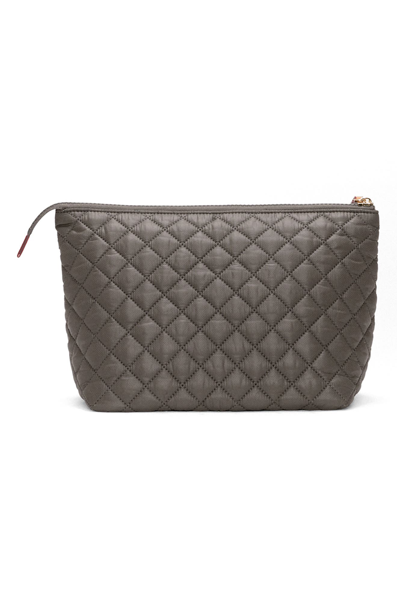Large Zoey Quilted Nylon Cosmetics Case, Alternate, color, MAGNET