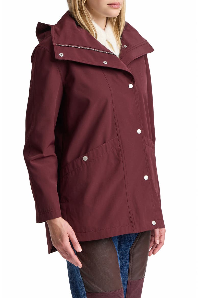 Funnel Neck Hood Rain Jacket, Alternate, color, PLUM