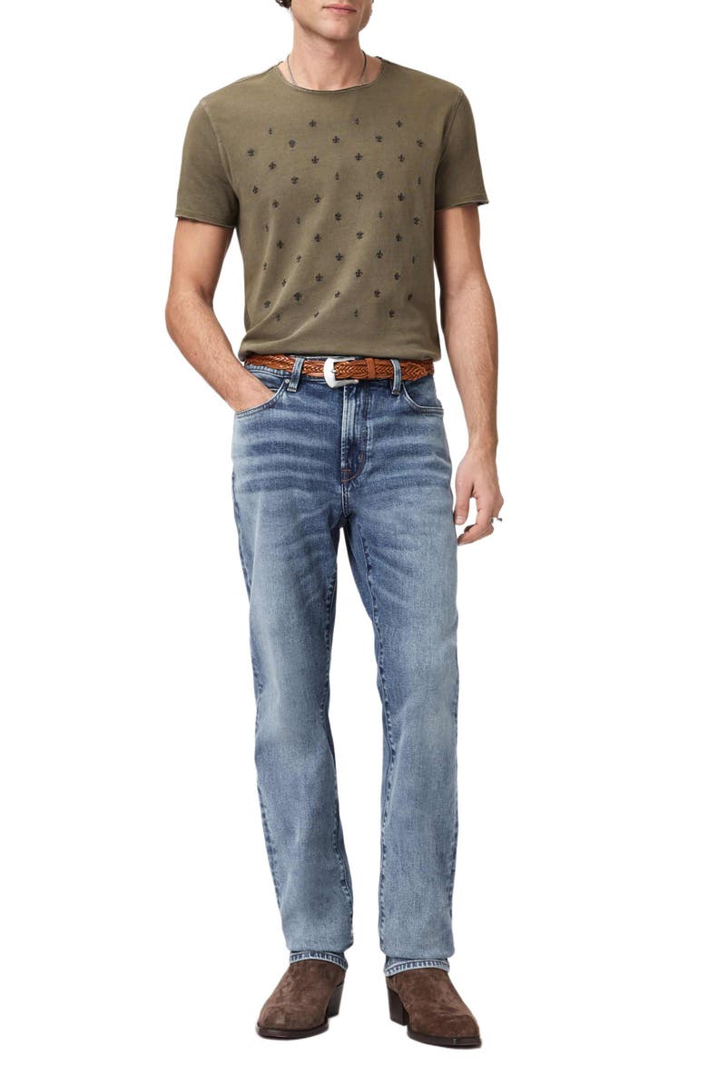 John Varvatos Fleur de Lis Embroidered T-Shirt, Alternate, color, Eucalyptus